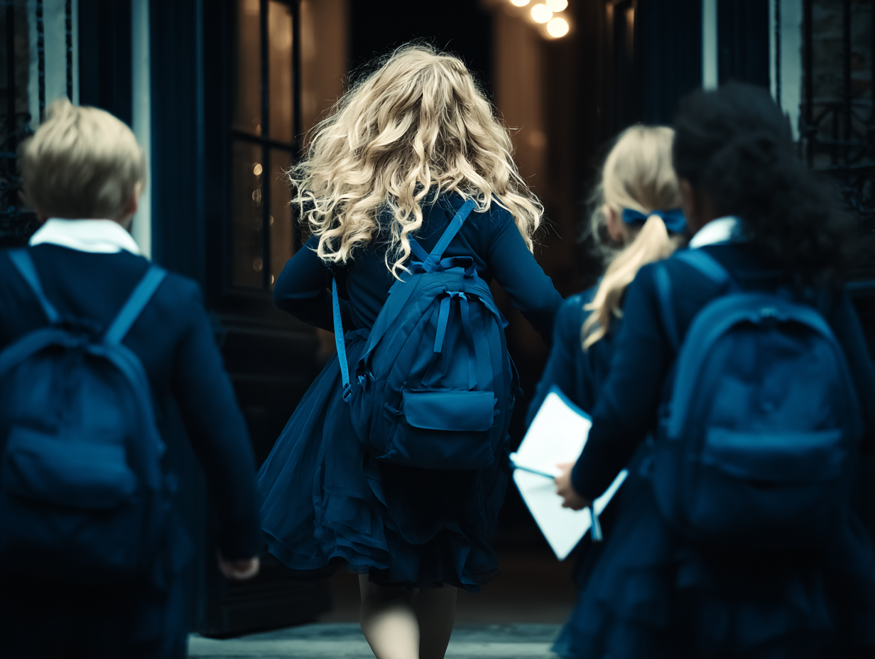 Pupils arriving at school